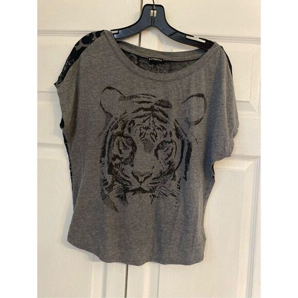 Express leopard print cropped shirt size S - Picture 1 of 6